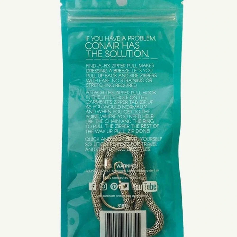 Conair Find A Fix Pull Zipper Zip Bracelet Helper 2 Pack New Easy Repair Tool